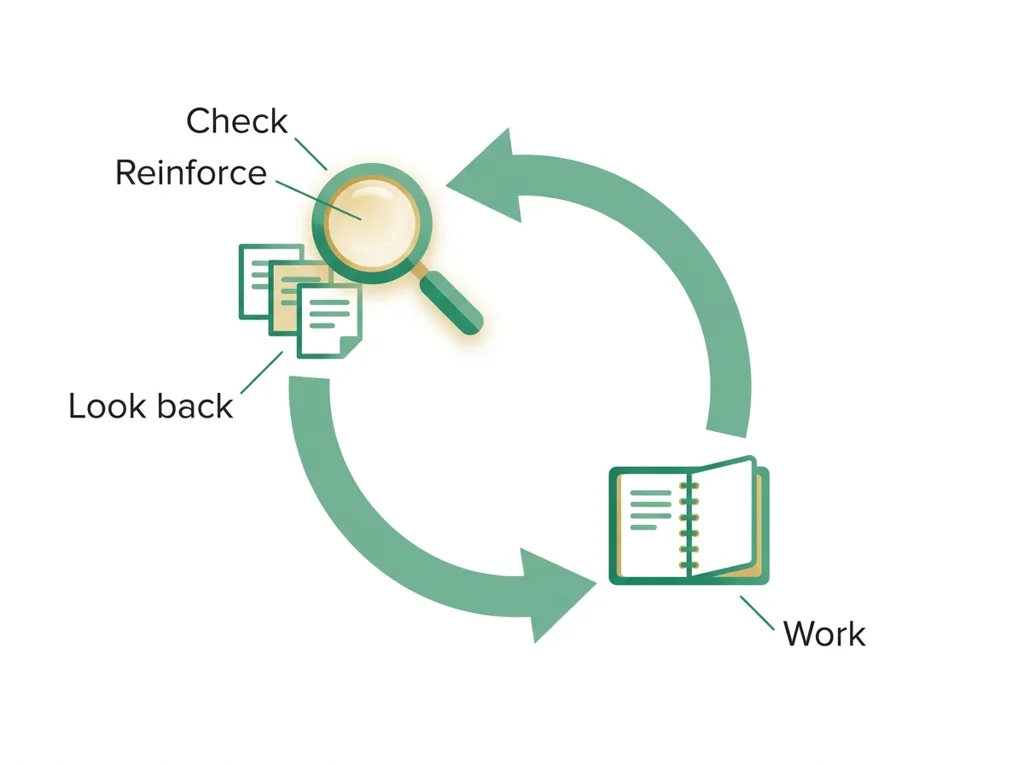 Labeled illustration: review