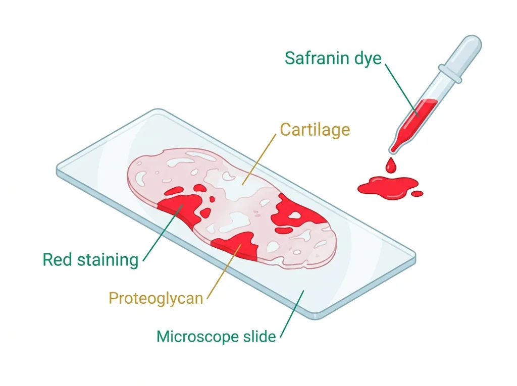 Labeled illustration: safranin