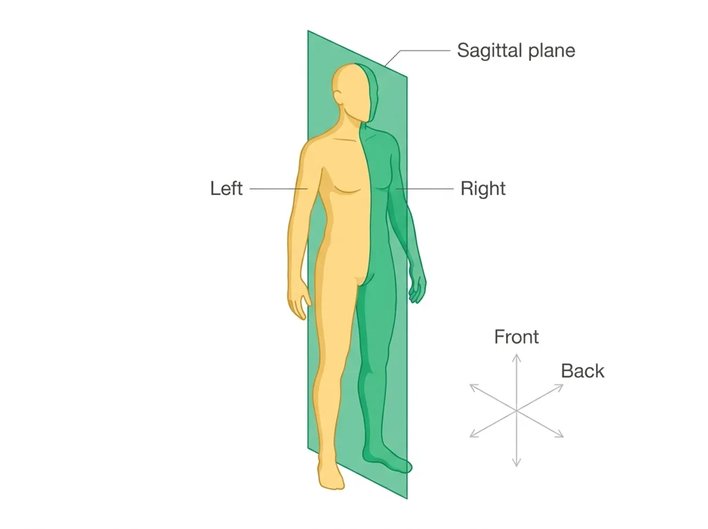 Labeled illustration: sagittal