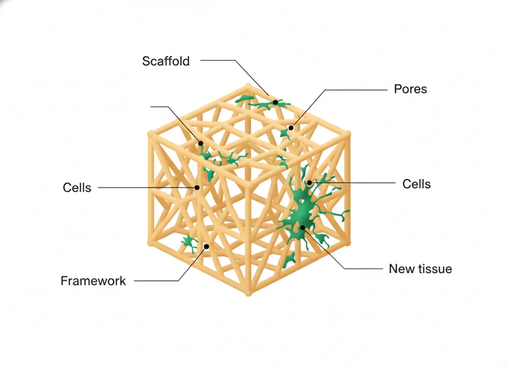 Labeled illustration: scaffold