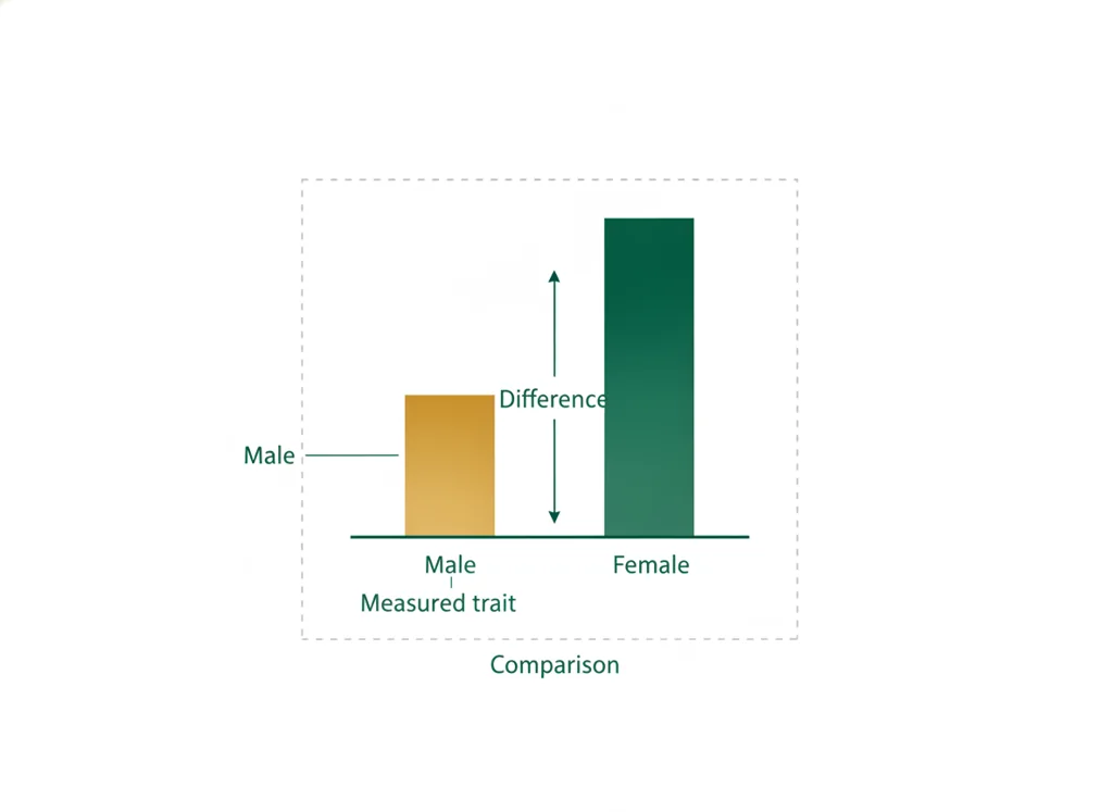 Labeled illustration: sex difference
