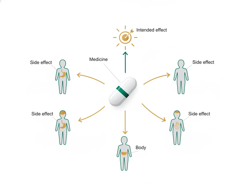 Labeled illustration: side effect
