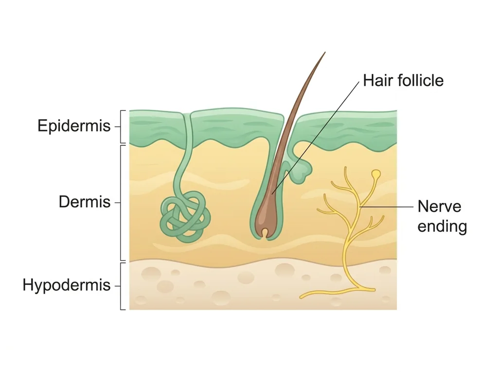 Labeled illustration: skin