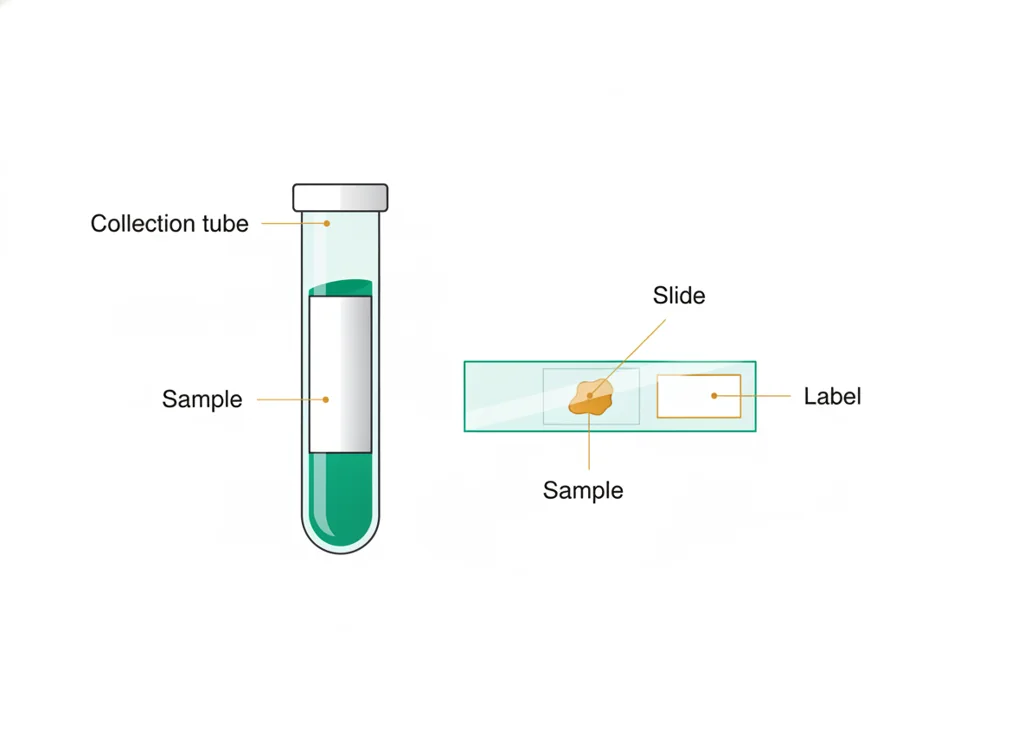 Labeled illustration: specimen
