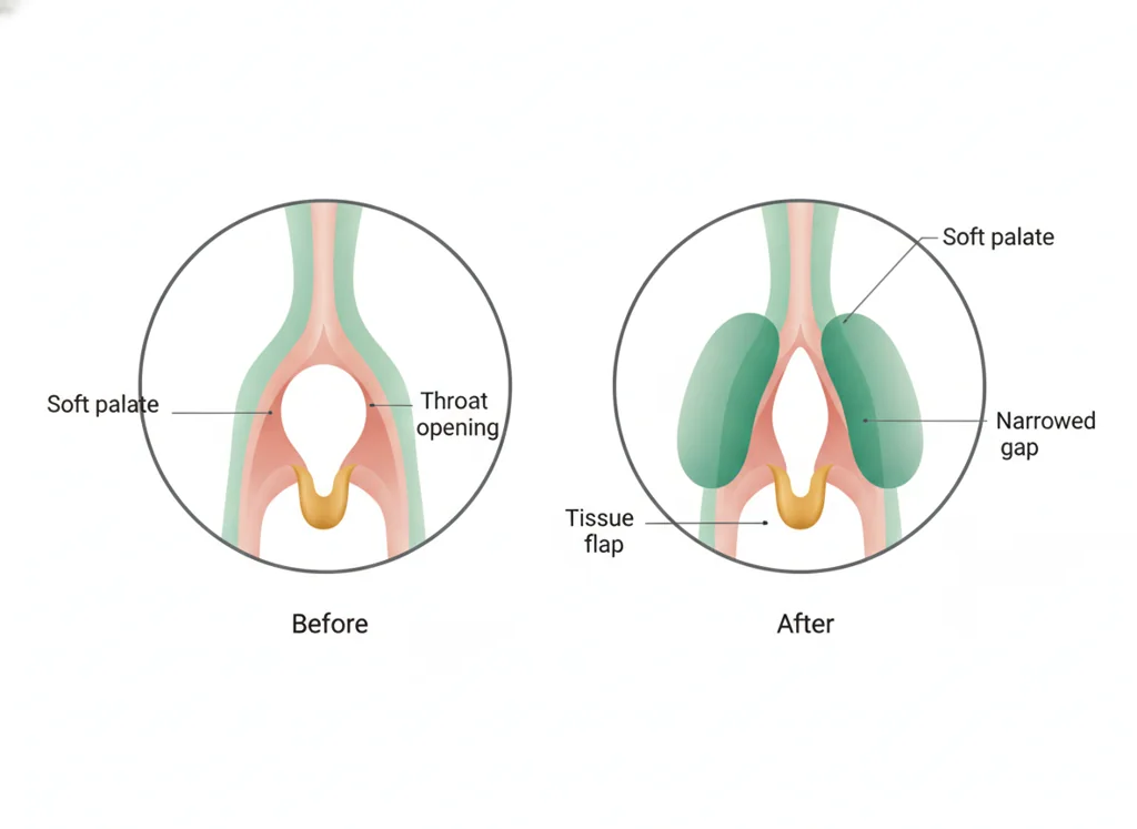 Labeled illustration: sphincter pharyngoplasty