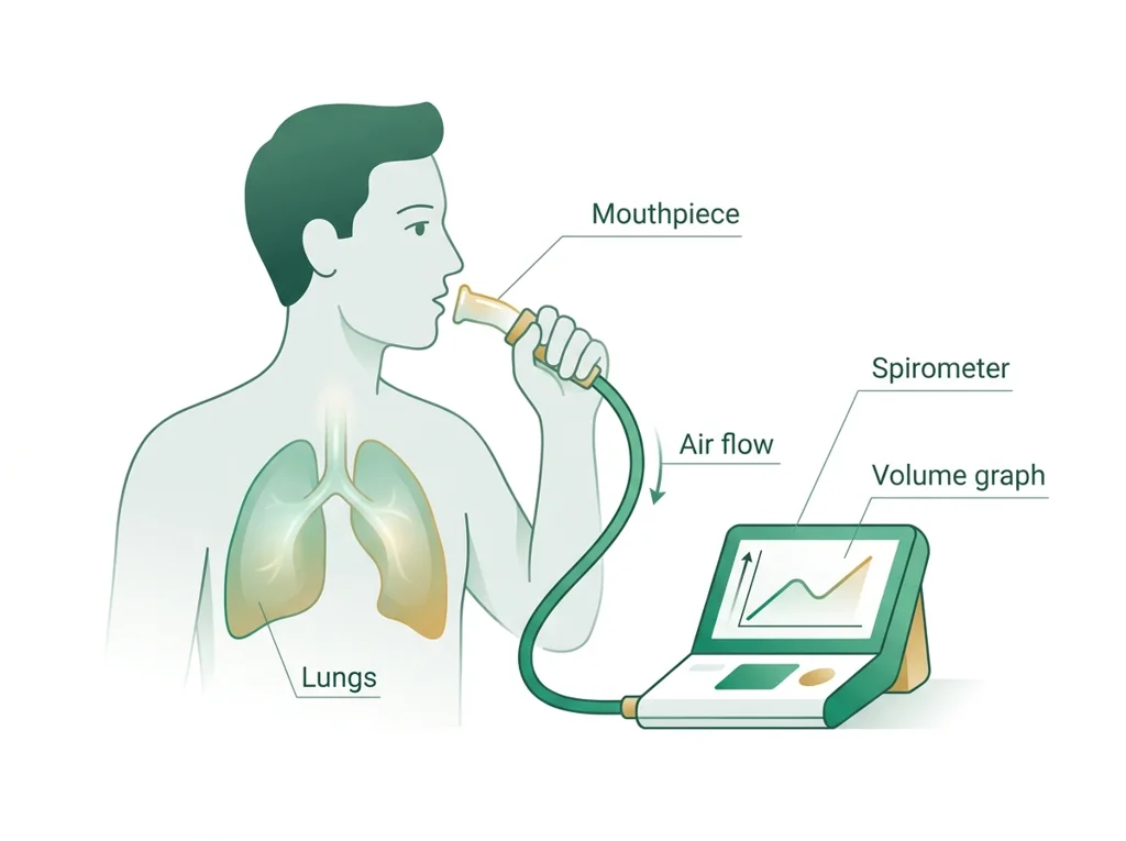Labeled illustration: spirometry
