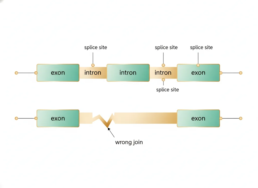 Labeled illustration: splice-site variant