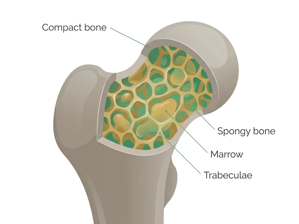 Labeled illustration: spongy bone
