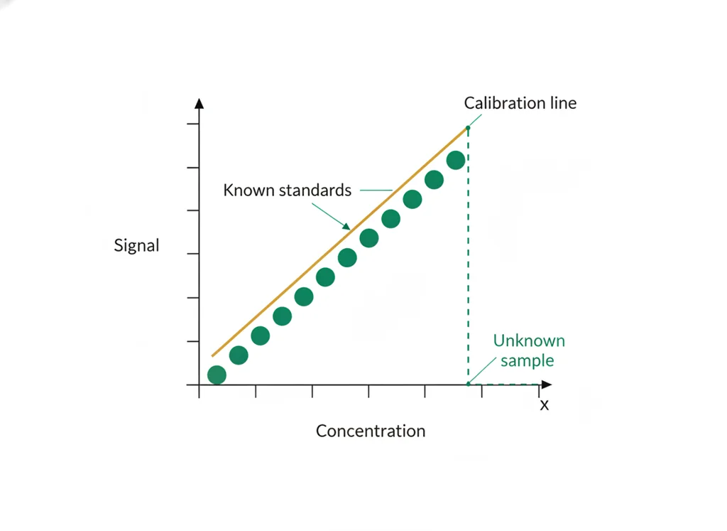 Labeled illustration: standard curve