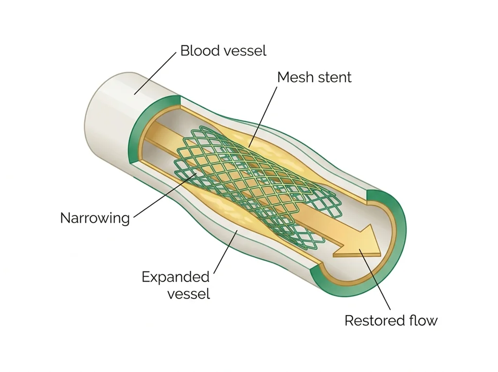 Labeled illustration: stent
