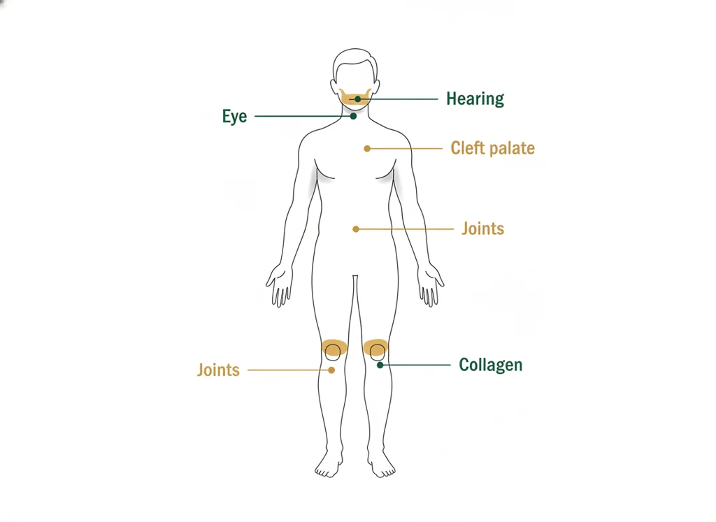 Labeled illustration: Stickler syndrome