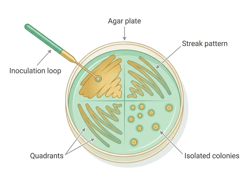 Labeled illustration: streak plate