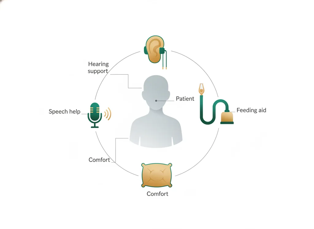 Labeled illustration: support care