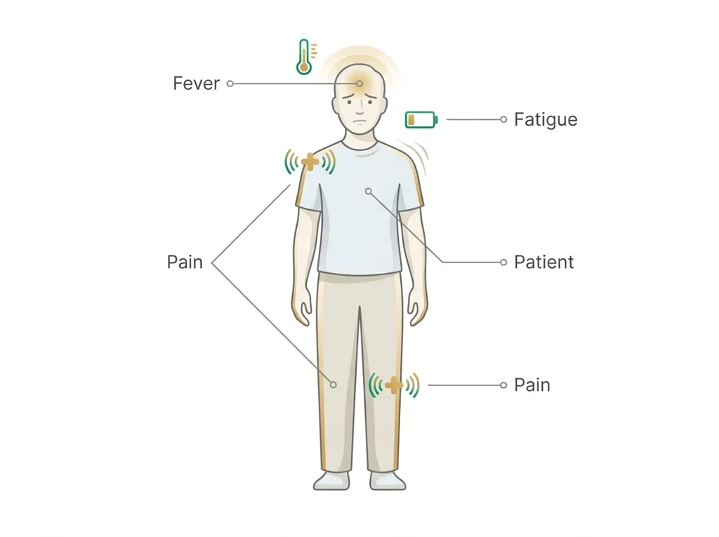 Labeled illustration: symptom