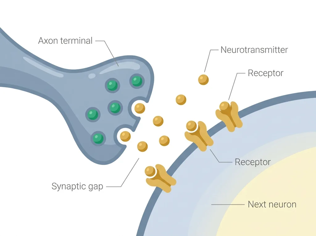 Labeled illustration: synapse