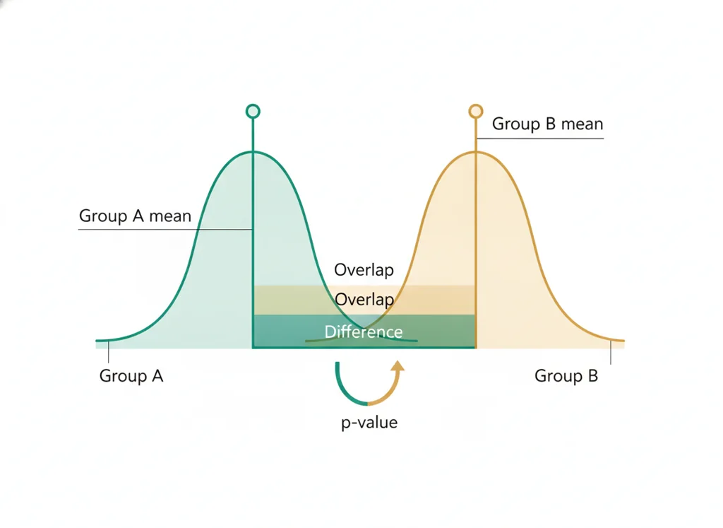 Labeled illustration: t-test
