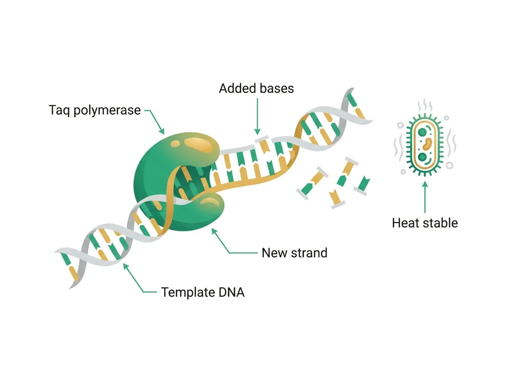 Labeled illustration: Taq polymerase