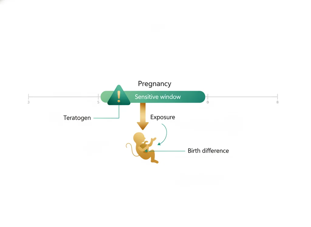 Labeled illustration: teratogen