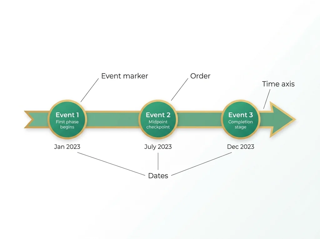 Labeled illustration: timeline model