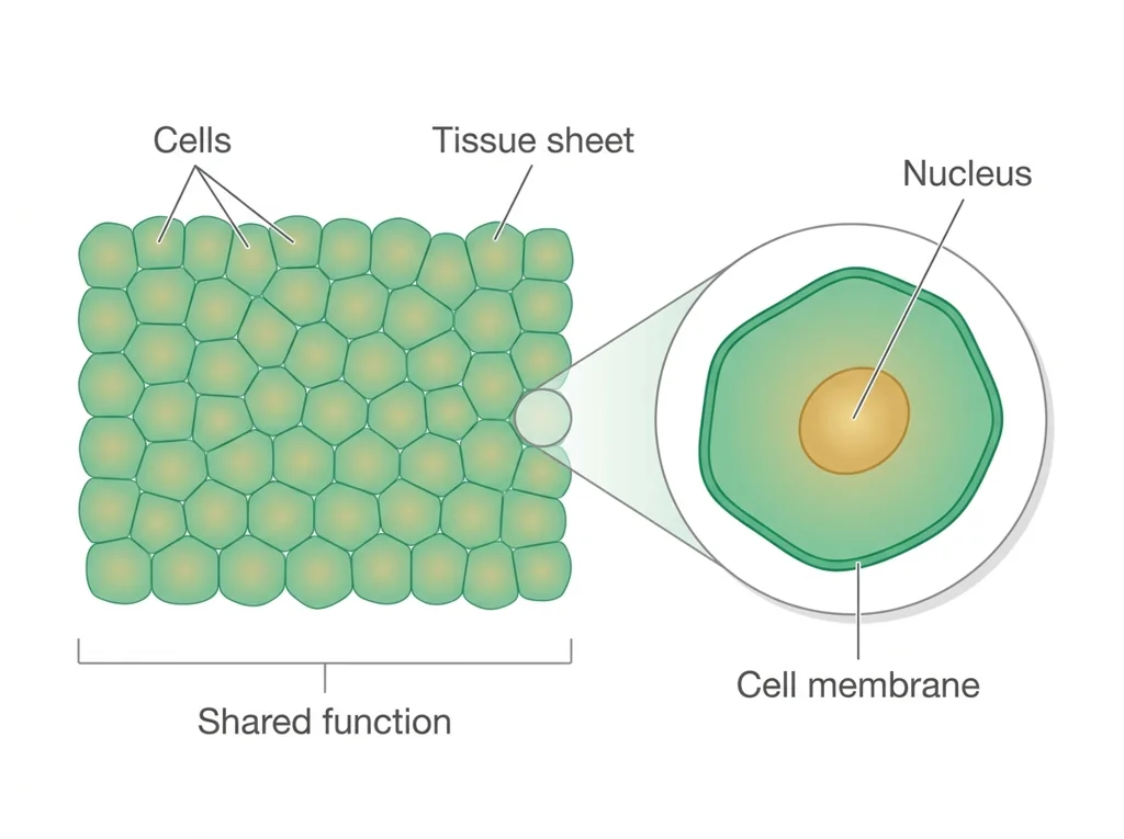 Labeled illustration: tissue
