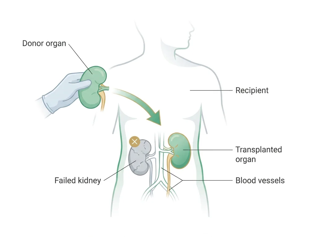Labeled illustration: transplant