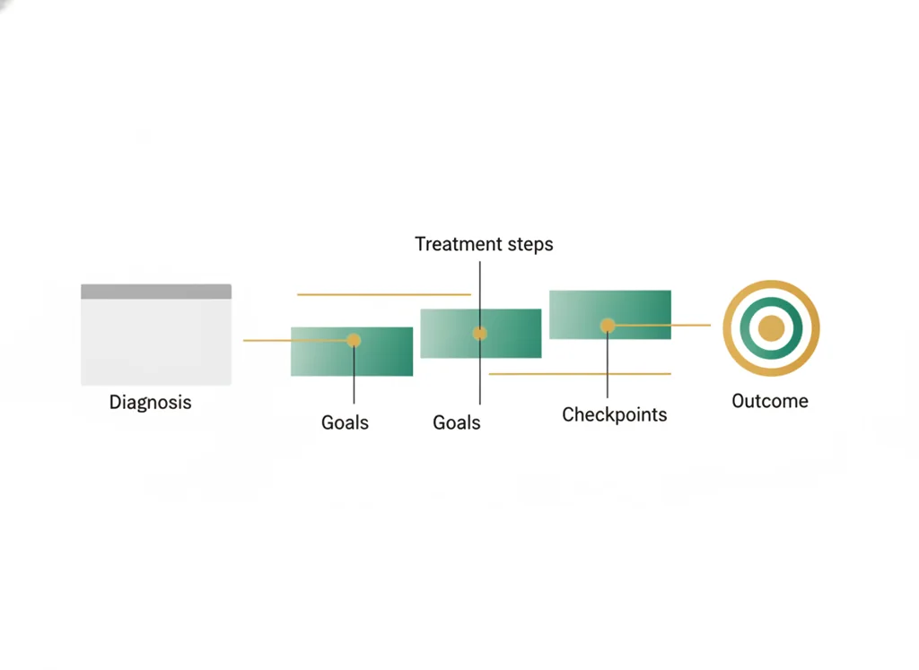 Labeled illustration: treatment plan