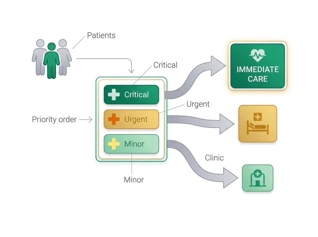 Labeled illustration: triage