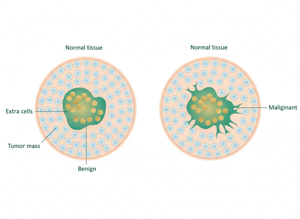 Labeled illustration: tumor