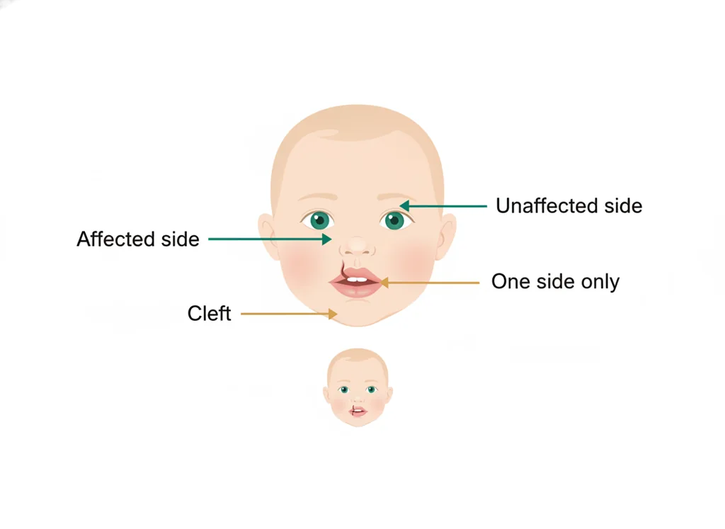 Labeled illustration: unilateral