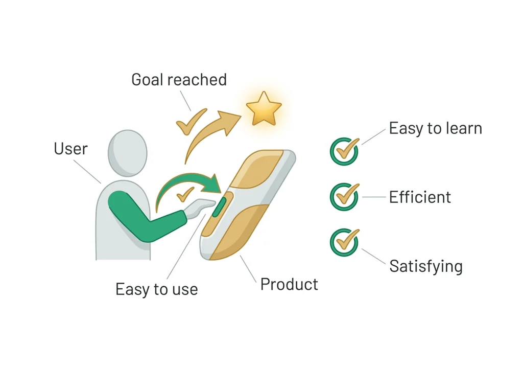 Labeled illustration: usability