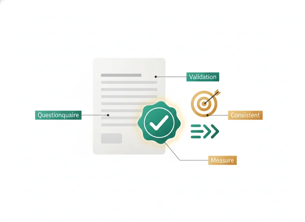 Labeled illustration: validated instrument