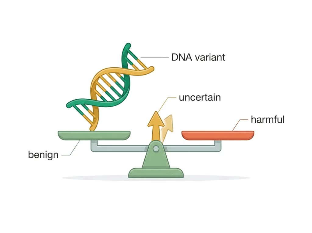 Labeled illustration: variant of uncertain significance (VUS)