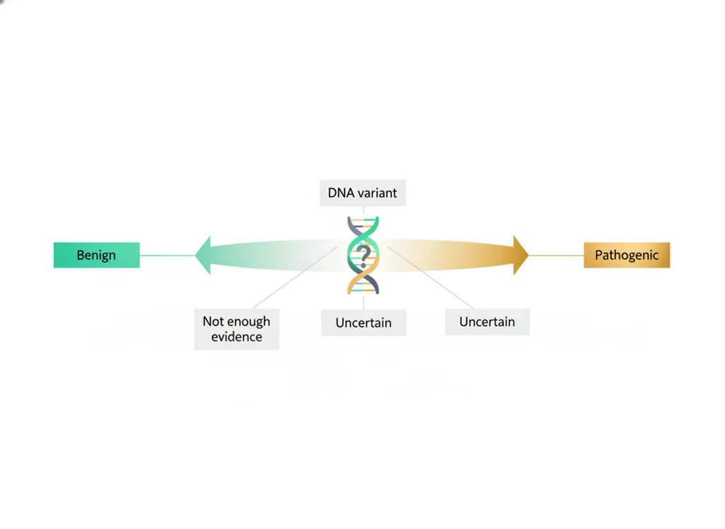 Labeled illustration: variant of uncertain significance