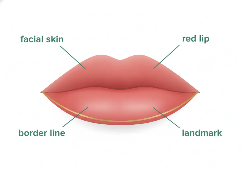 Labeled illustration: vermilion border