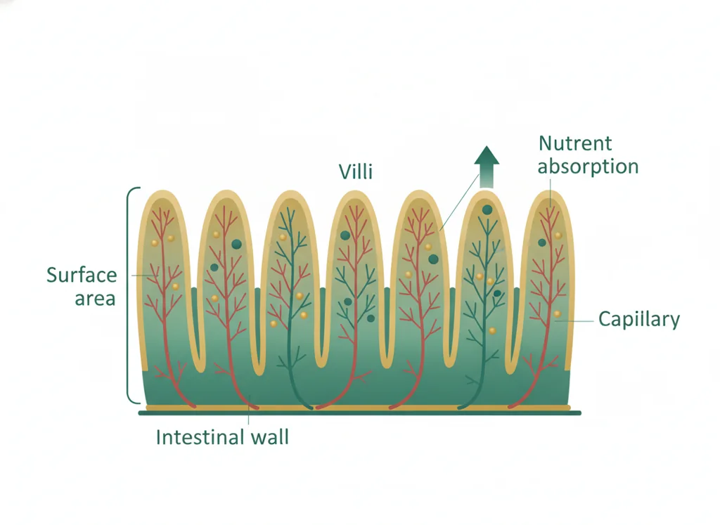 Labeled illustration: villi