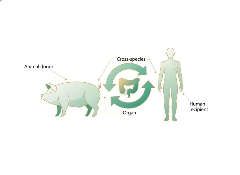 Labeled illustration: xenotransplantation
